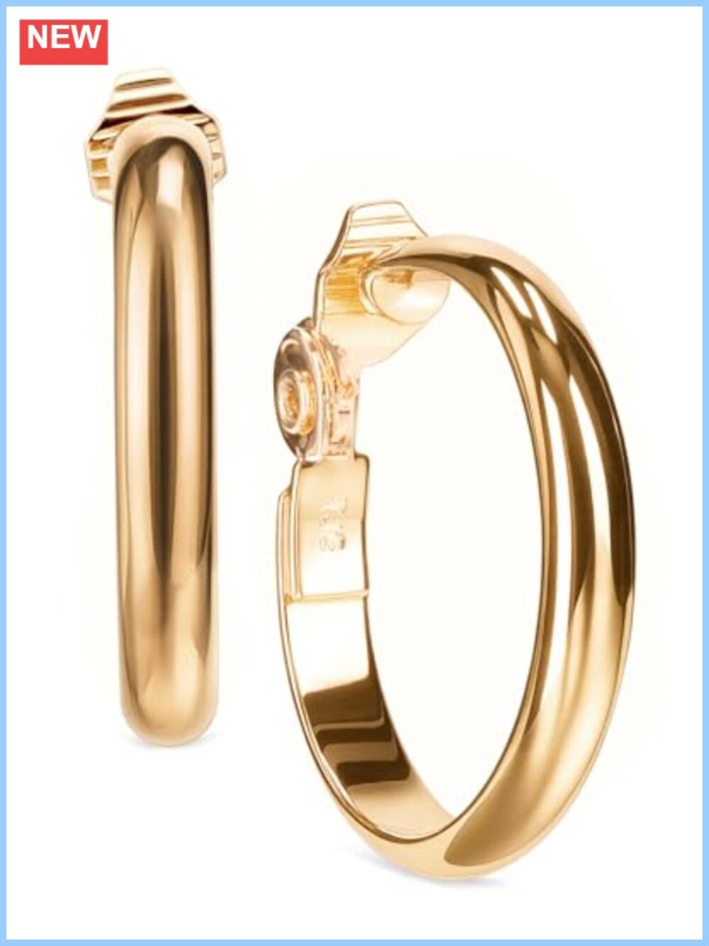 Gold Tone Hoop Earrings Clip On EZ Comfort
